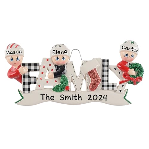 Personalized Pyjama Family Christmas Ornament (Family of 3)