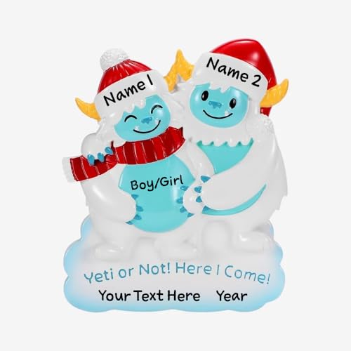 Personalized Yeti Christmas Ornaments (Family of 2)