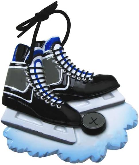 HOBBY HOME ACCESSORIES Personalized Hockey Skates Christmas Ornament | Black Hockey Skates Ornament - Free Personalized (Hockey Skates)