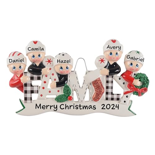 Personalized Pyjama Family Christmas Ornament (Family of 5)