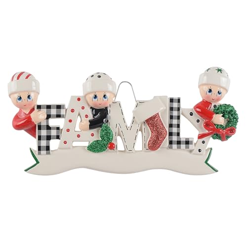 Personalized Pyjama Family Christmas Ornament (Family of 3)