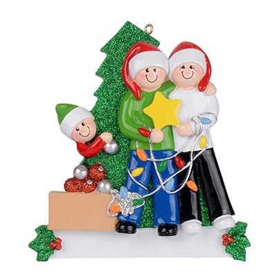 Personalized Happy Family Decorating Ornament (Family of 3)