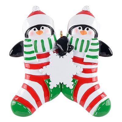 Personalized Penguin in Socks Family Ornament (Family of 2)