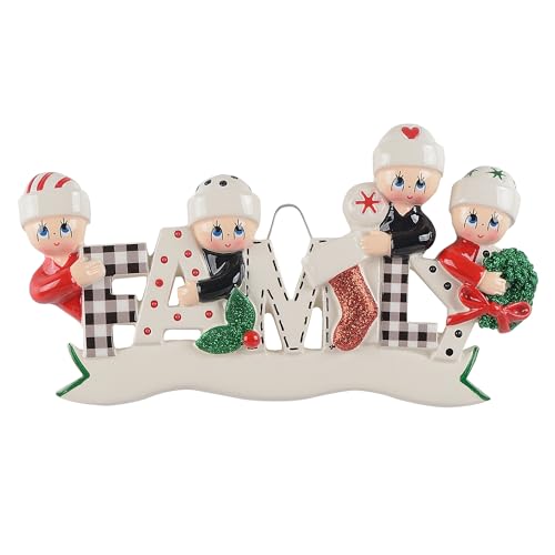 Personalized Pyjama Family Christmas Ornament (Family of 4)