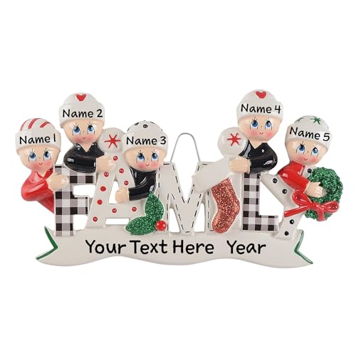 Personalized Pyjama Family Christmas Ornament (Family of 5)