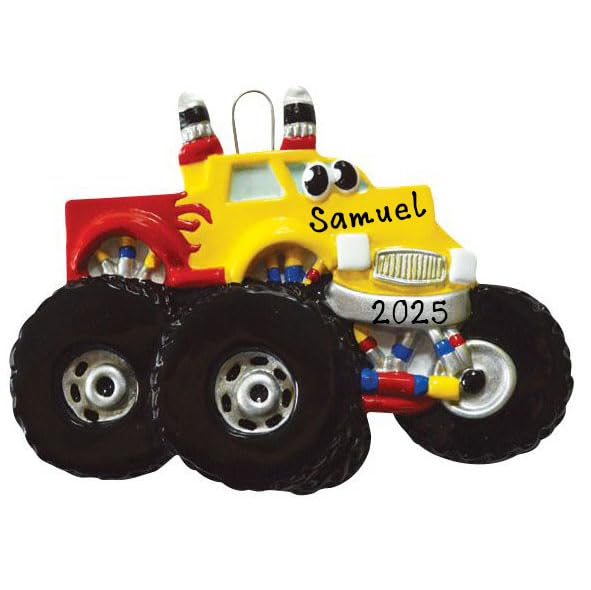 Monster Truck Personalized Christmas Tree Ornament | Custom Writing Christmas Monster Truck Gifts | Ornament with Name | Personalized Ornaments 2025 | Free Customization