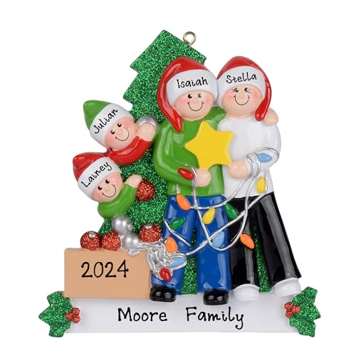 Personalized Happy Family Decorating Ornament (Family of 4)