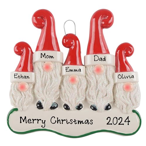 Personalized Santa`s Elf Christmas Ornament (Family of 5)