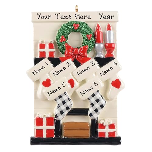 Personalized Gather Round Fireplace Mantle Ornament (Family of 6)