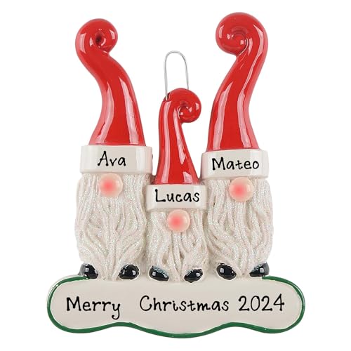 Personalized Santa`s Elf Christmas Ornament (Family of 3)