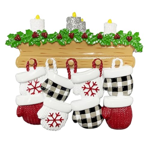 Personalized New Mitten Family Happy Ornament (Family of 8)