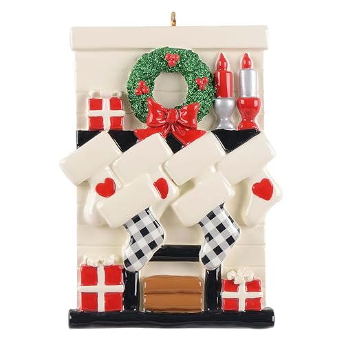 Personalized Gather Round Fireplace Mantle Ornament (Family of 6)