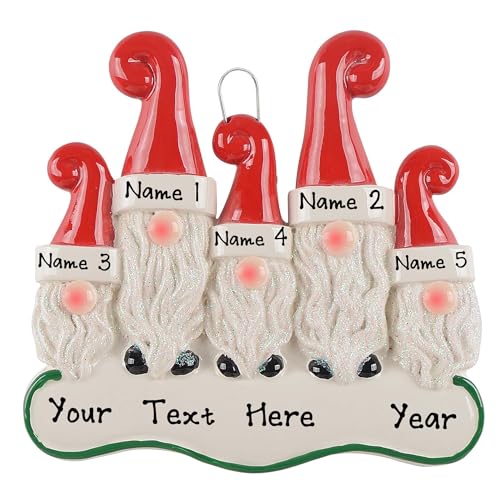 Personalized Santa`s Elf Christmas Ornament (Family of 5)