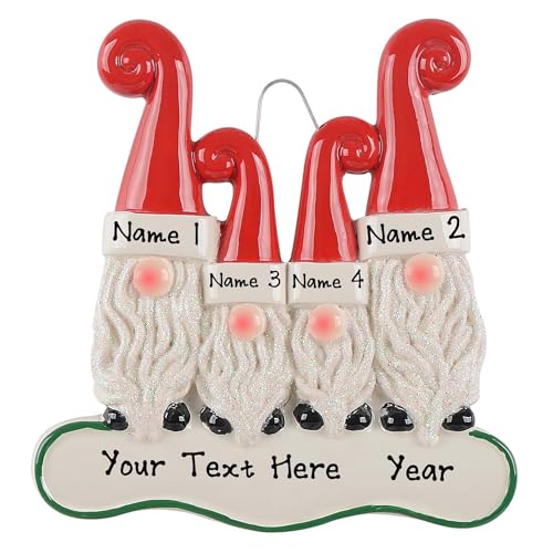 Personalized Santa`s Elf Christmas Ornament (Family of 4)