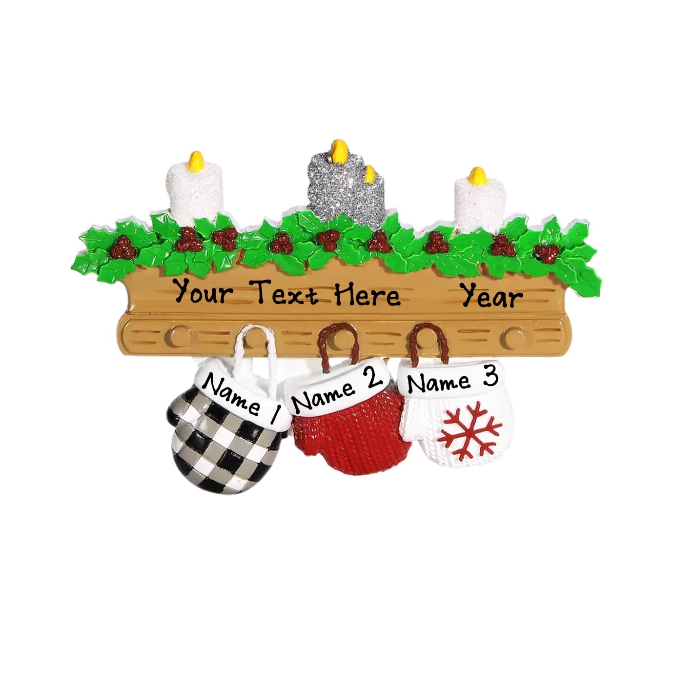 Personalized New Mitten Family Happy Ornament (Family of 3)