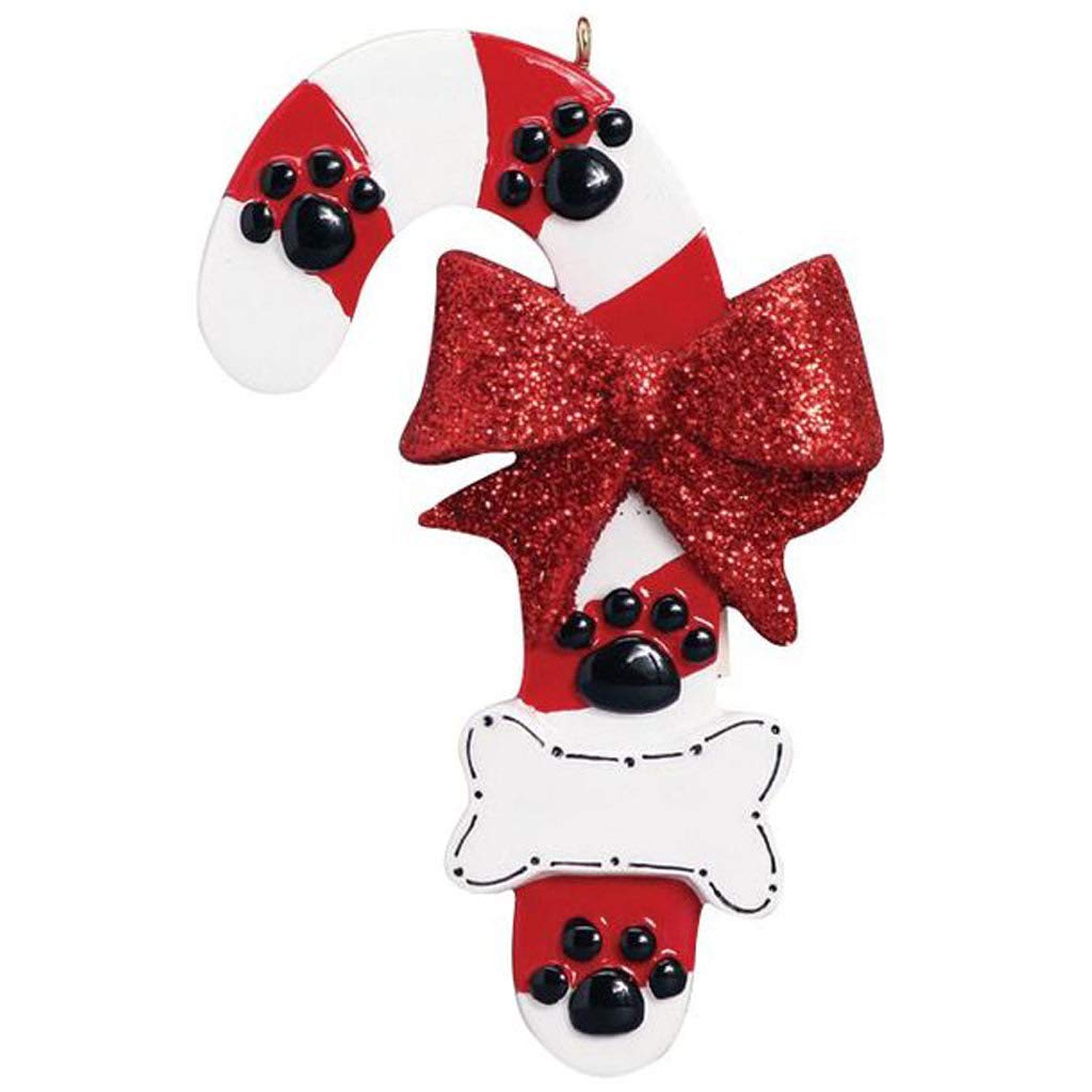 Dog and Candy Cane Personalized Christmas Tree Ornament | Custom Writing Christmas Christmas Dog and Candy Cane Gifts | Ornament with Name | Personalized Ornaments 2021 | Free Customization