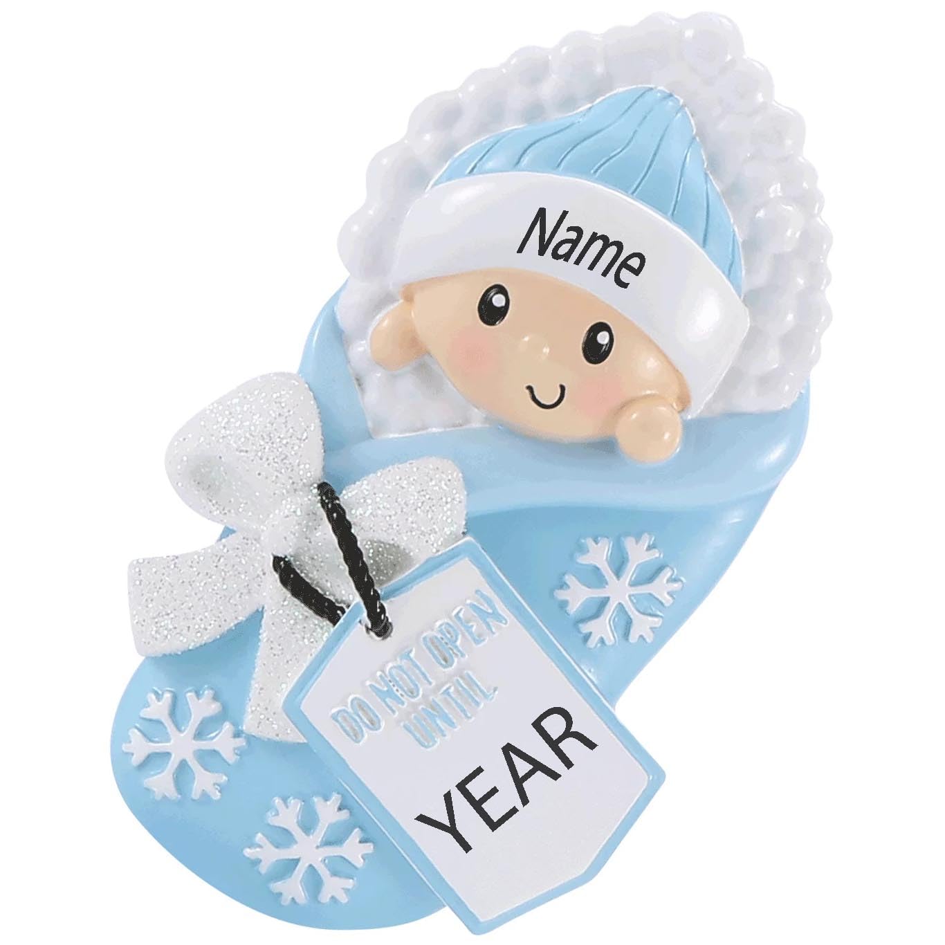 2025 Do Not Open Until Personalized Christmas Ornament Baby`s First Christmas Hanging Tree Ornament New Born Baby Gift-Free Personalized (Blue)