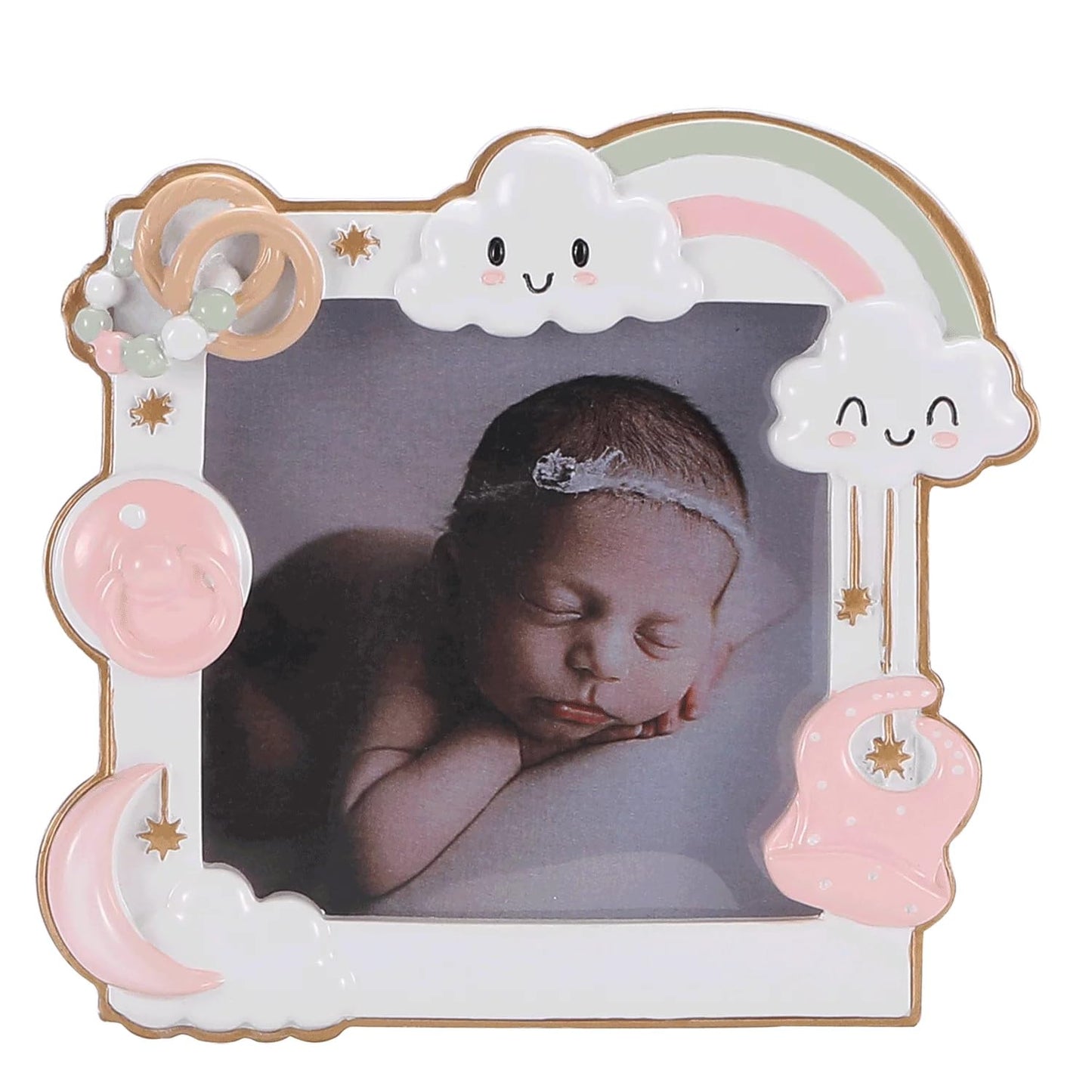 2025 Modern Baby Frame Personalized Christmas Ornament Baby`s First Christmas Hanging Tree Ornament New Born Baby Gift-Free Personalized (Pink)