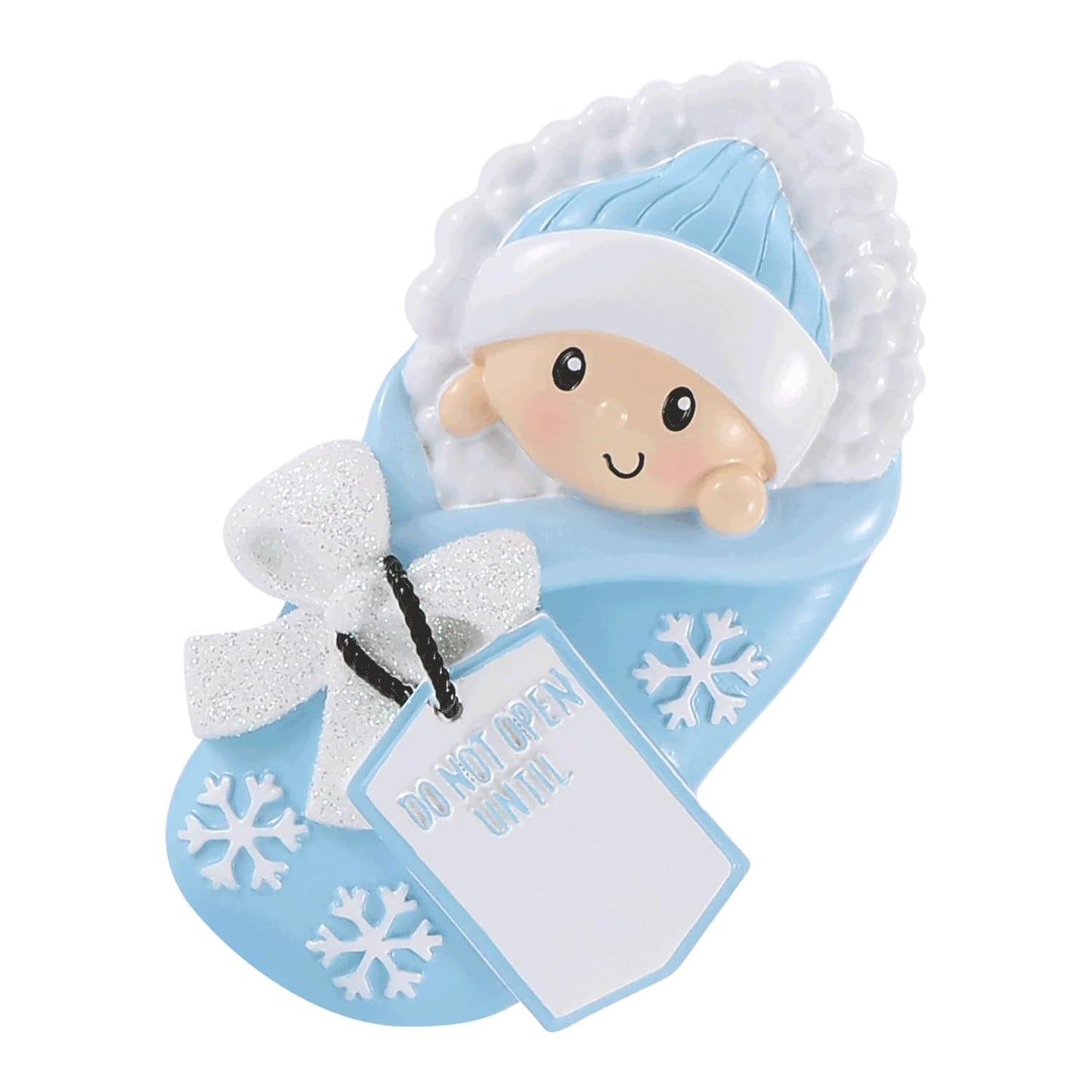 2025 Do Not Open Until Personalized Christmas Ornament Baby`s First Christmas Hanging Tree Ornament New Born Baby Gift-Free Personalized (Blue)