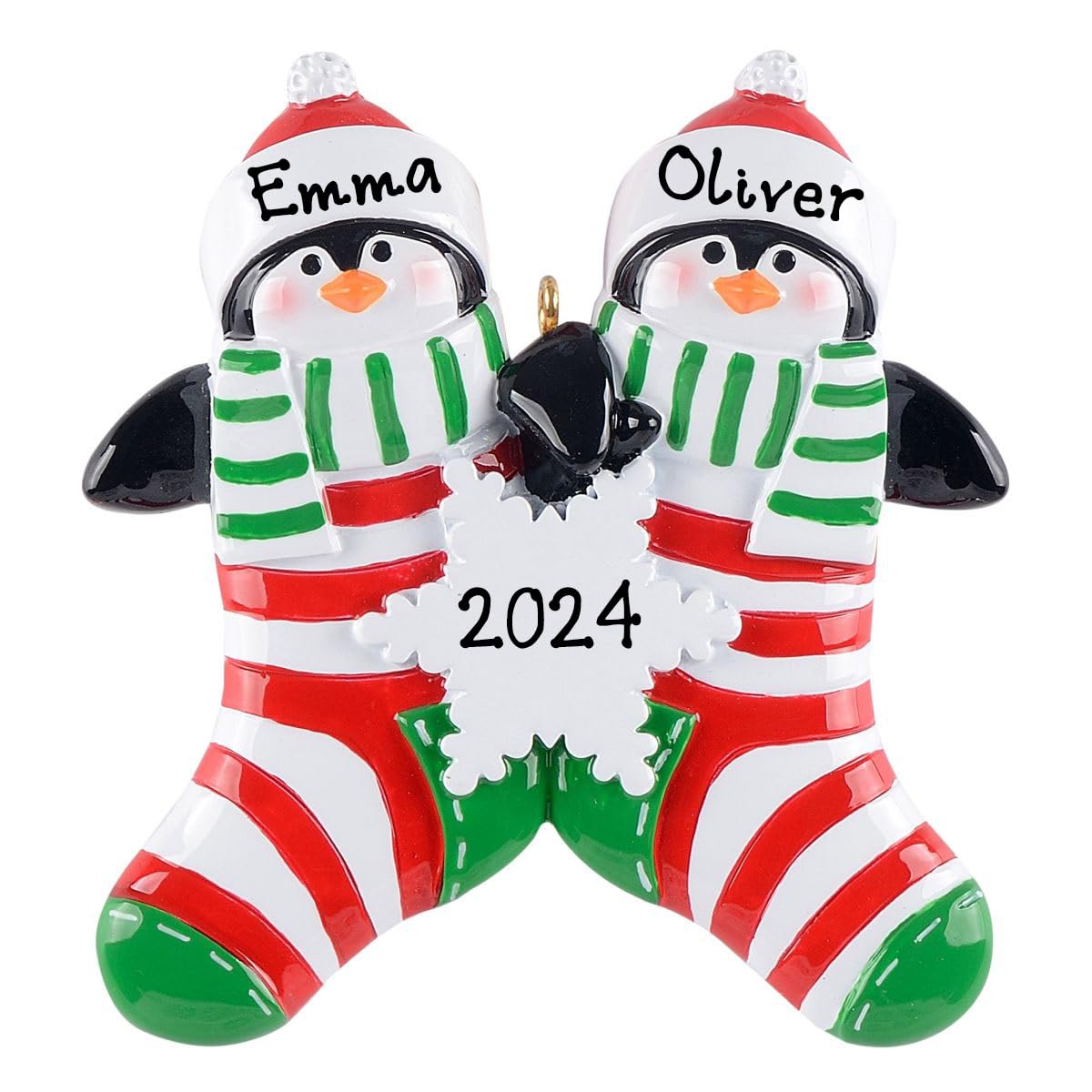 Personalized Penguin in Socks Family Ornament (Family of 2)