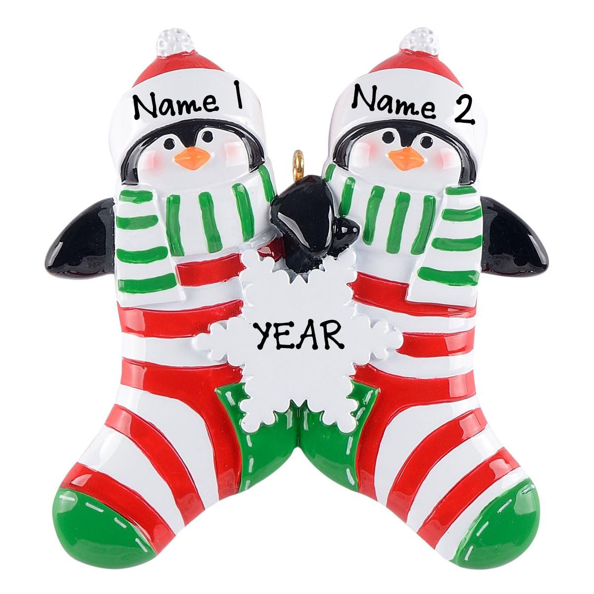 Personalized Penguin in Socks Family Ornament (Family of 2)