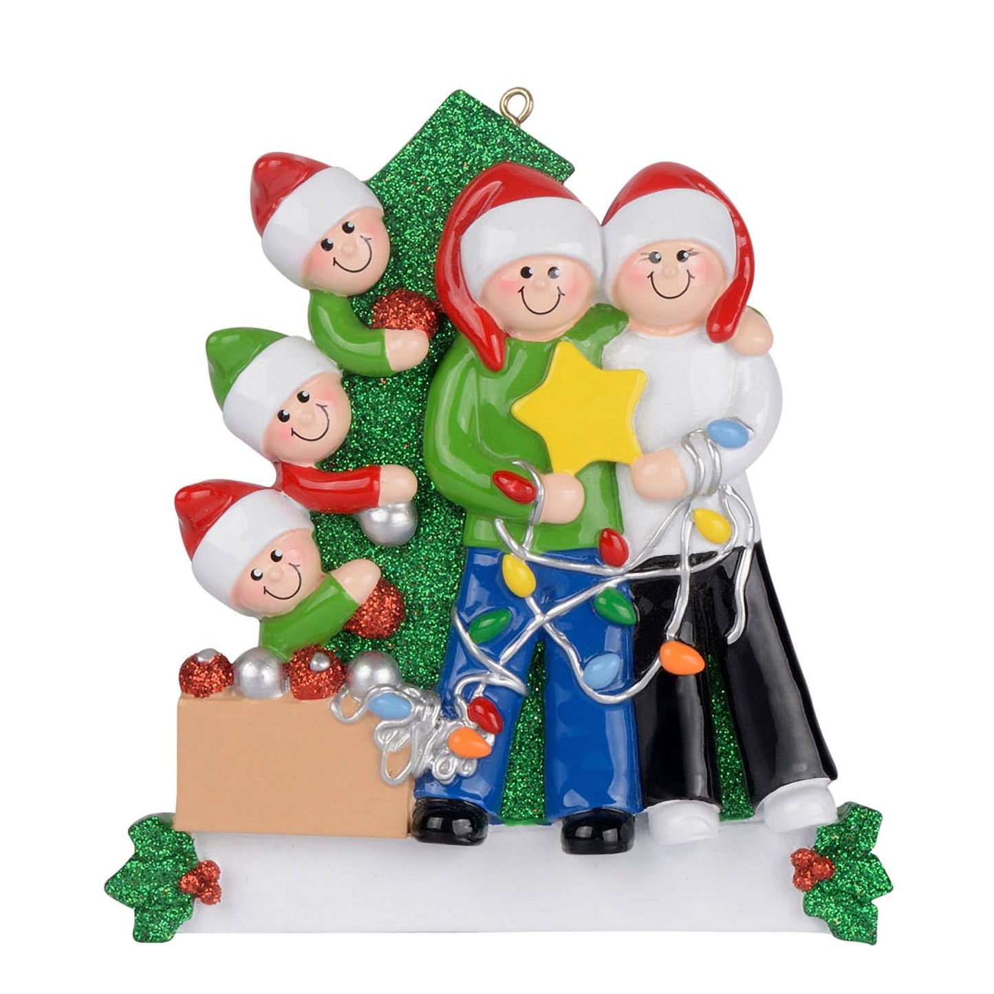 Personalized Happy Family Decorating Ornament (Family of 5)