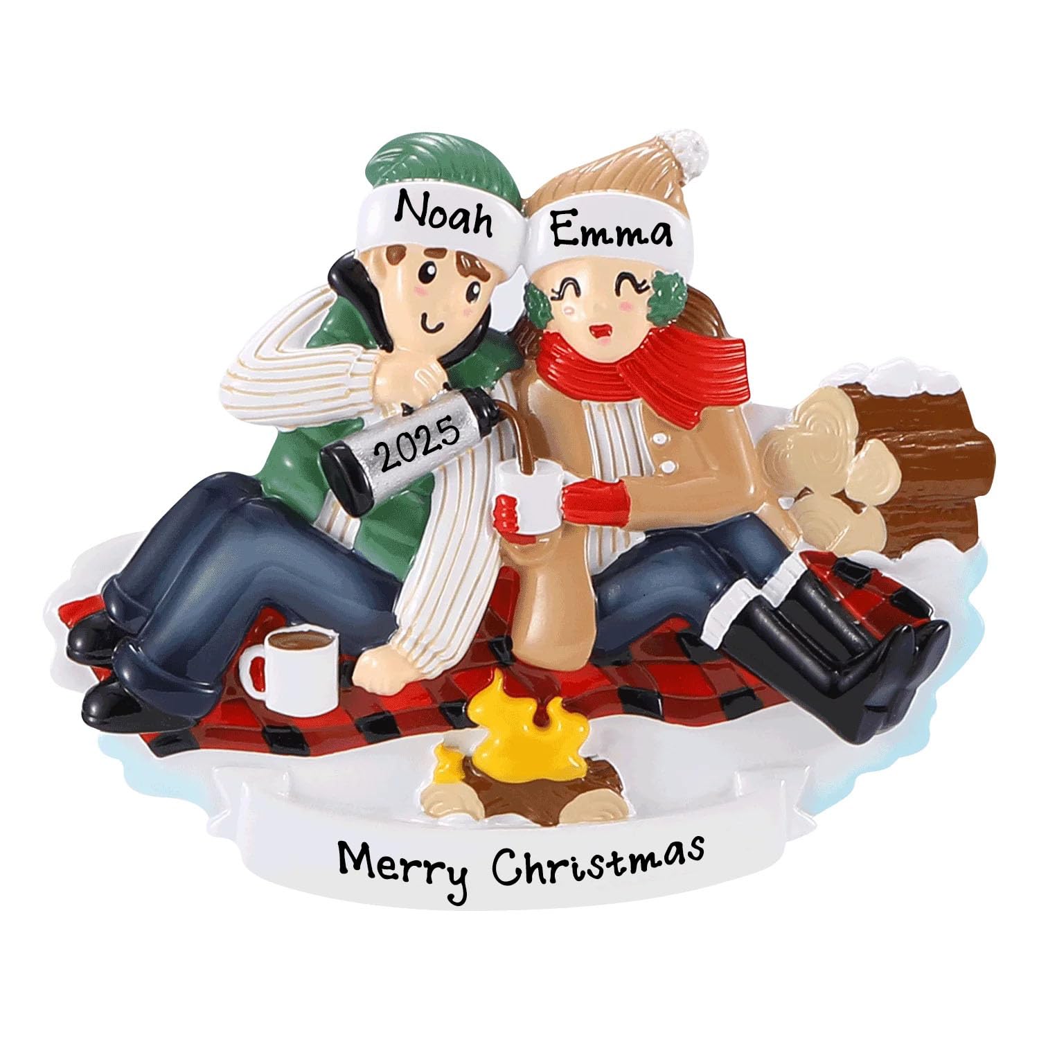 Personalized Christmas Tree Ornament 2025 - Camp Fire Family of Personalized Christmas Ornament - Happy Family Decorative Ornament (New - Family of 2)
