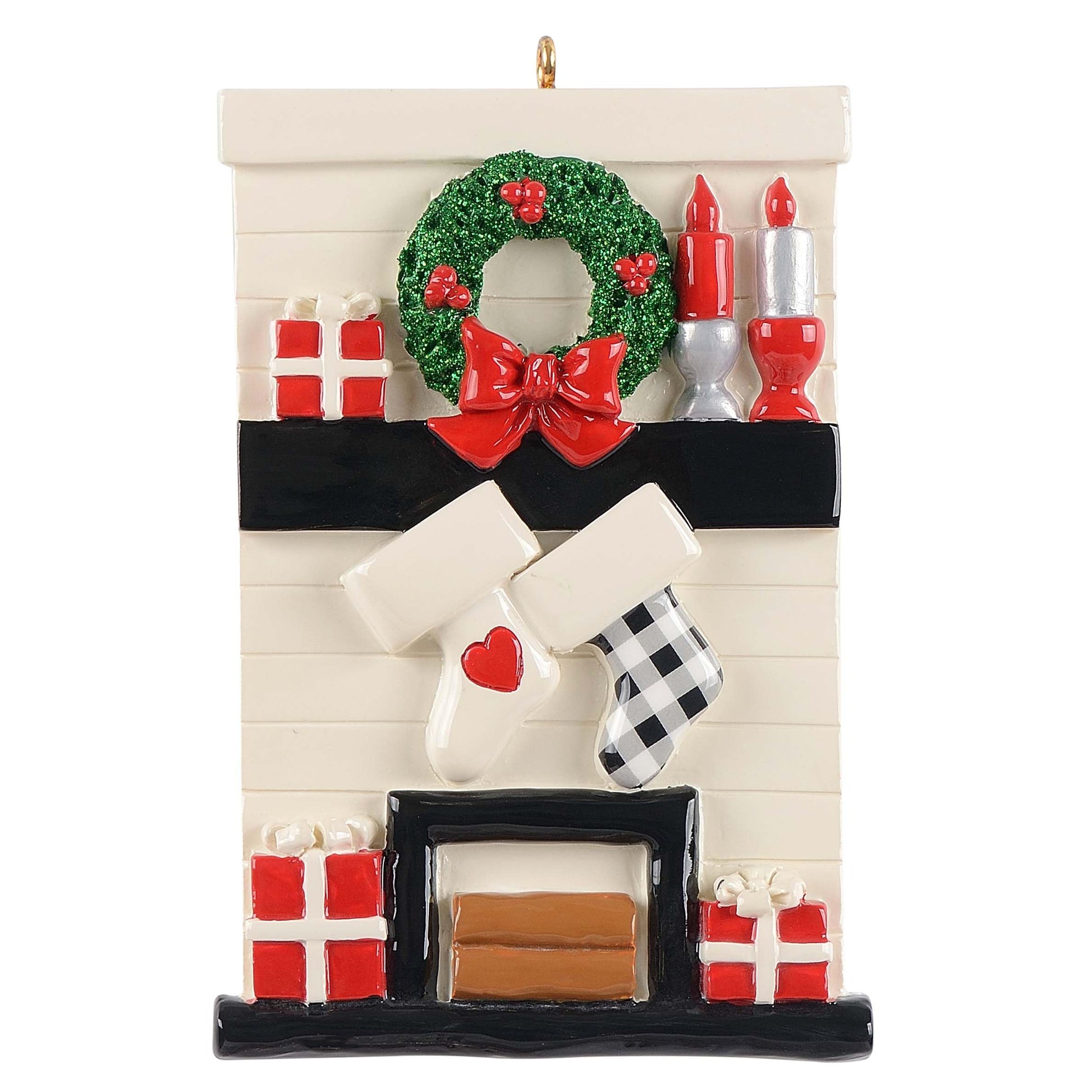 Personalized Gather Round Fireplace Mantle Ornament (Family of 2)