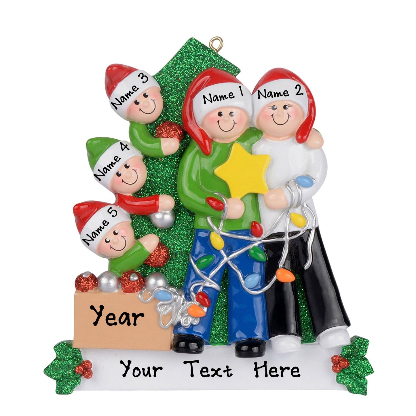 Personalized Happy Family Decorating Ornament (Family of 5)