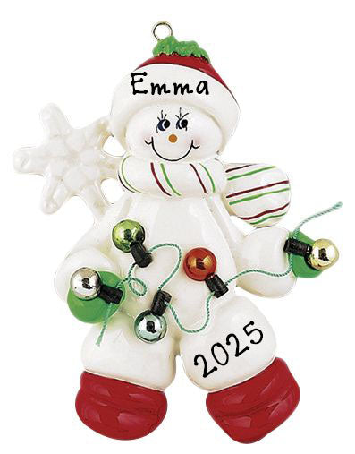 Snowman With Lights Personalized Ornament