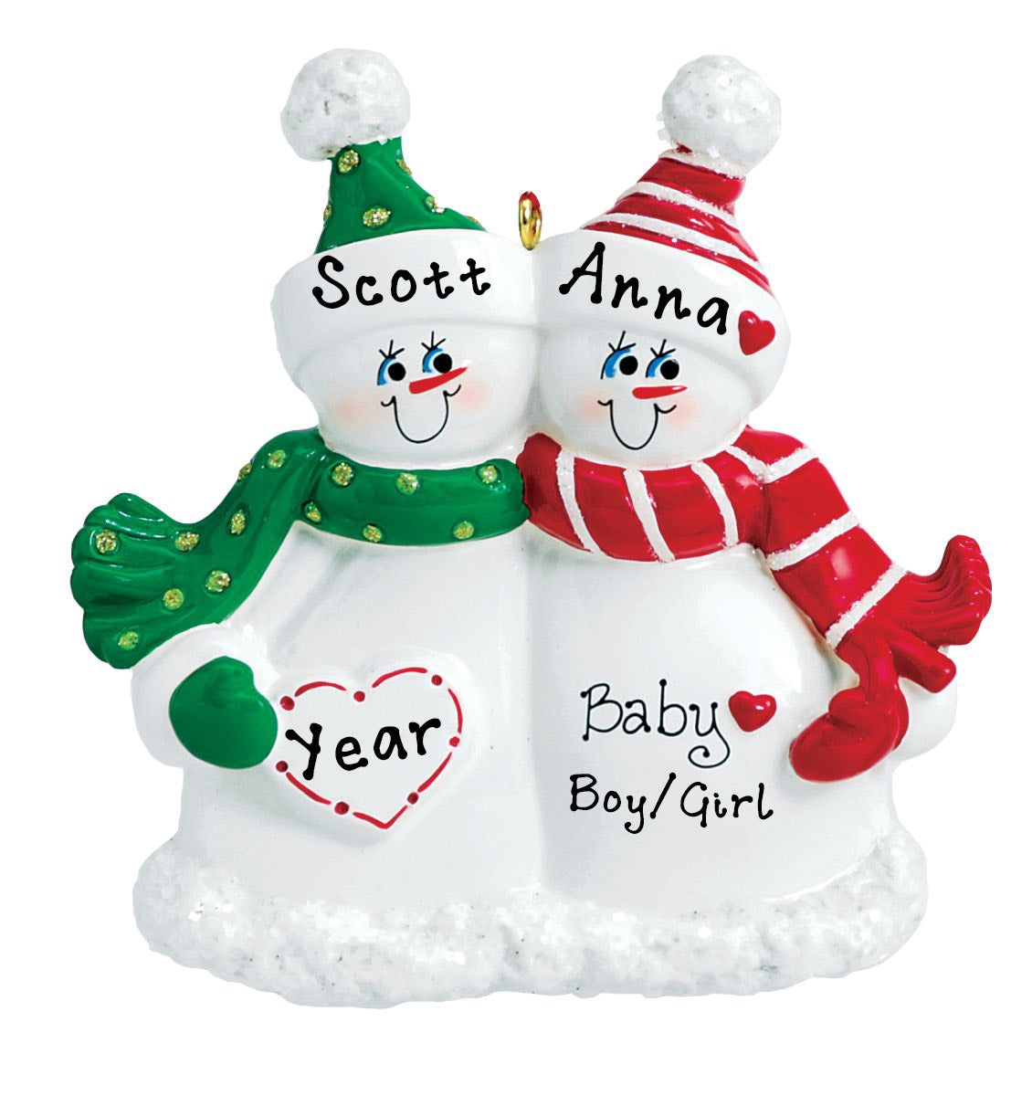 Expecting Snow Family Personalized Ornament (Family of 2)