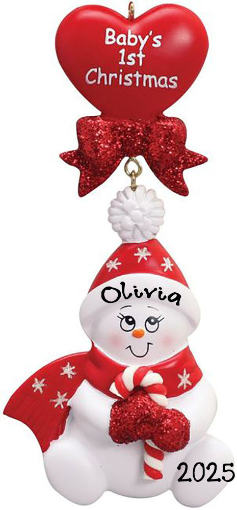 Candy Cane Baby Personalized Ornament (Red)
