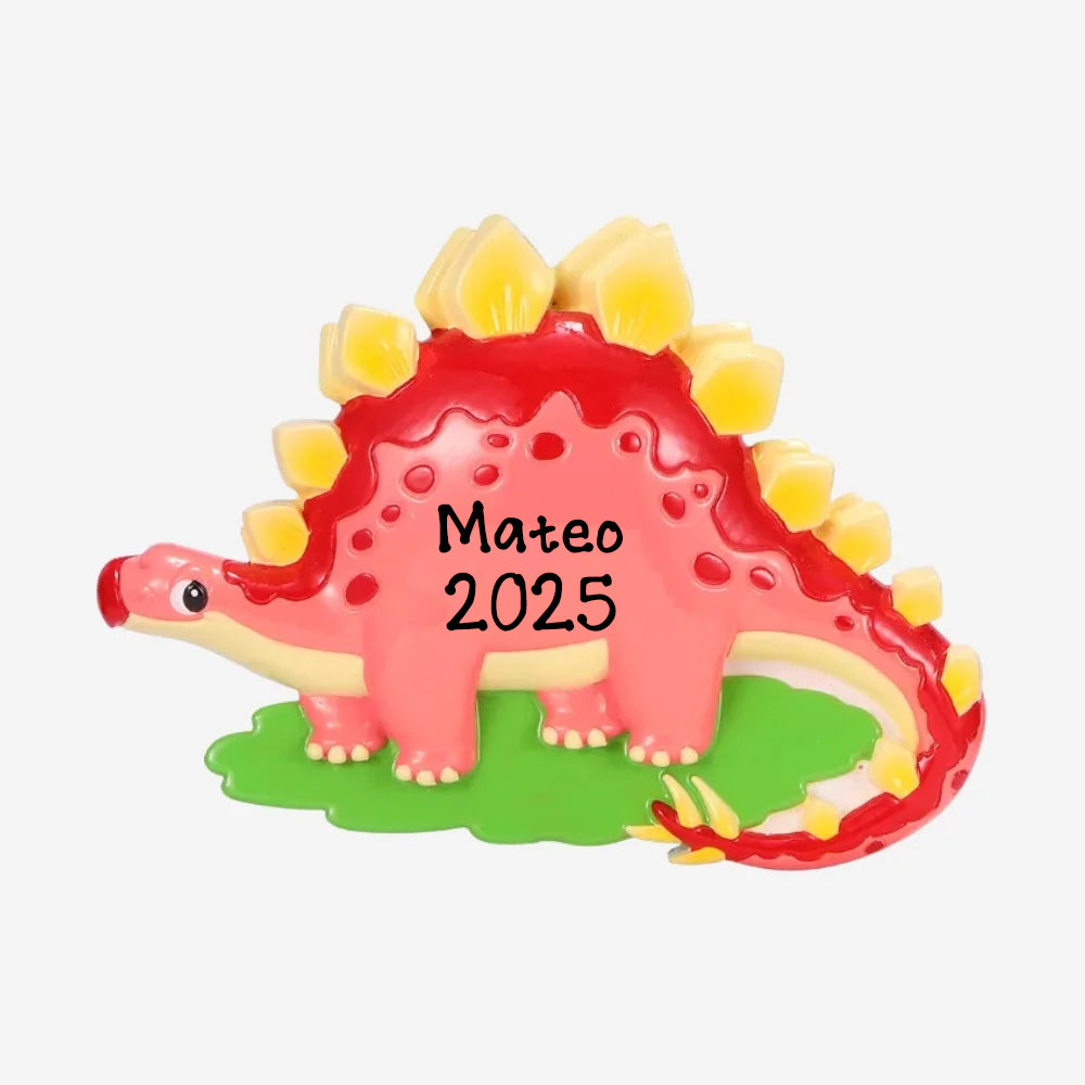 T-REX Dinosaur Personalized Ornament (Red-Stegosaurus)