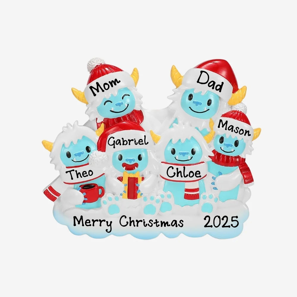 Personalized Yeti Christmas Ornaments (Family of 6)
