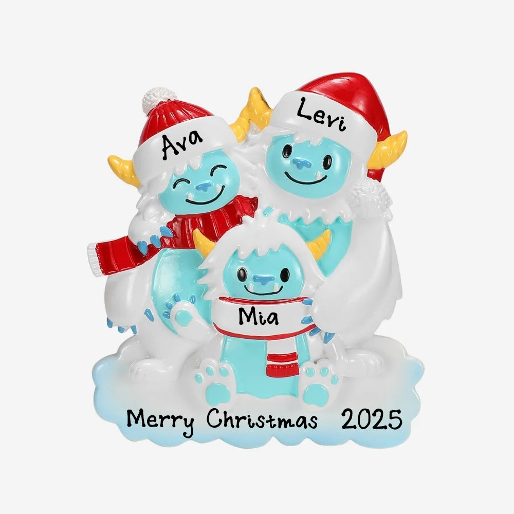 Personalized Yeti Christmas Ornaments (Family of 3)