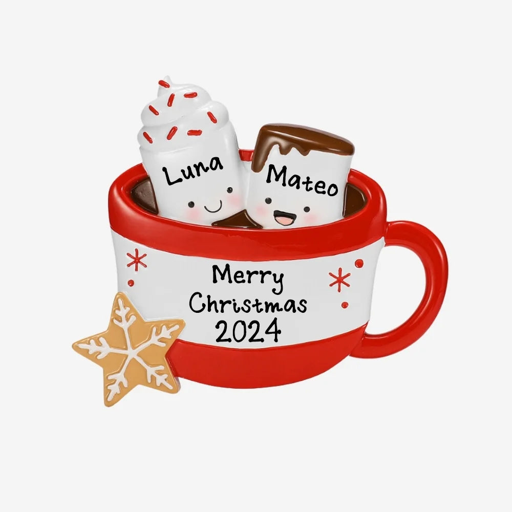 Personalized Hot Cocoa Christmas Ornament 2024 (Family of 2)