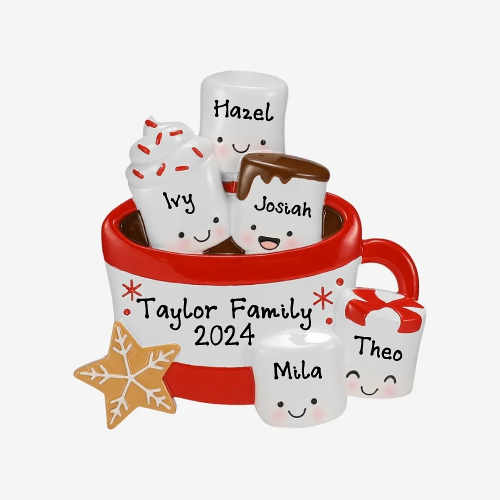 Personalized Hot Cocoa Christmas Ornament 2024 (Family of 5)