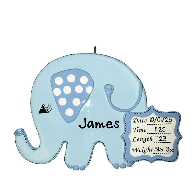 Personalized Baby Elephant (Blue) Ornament