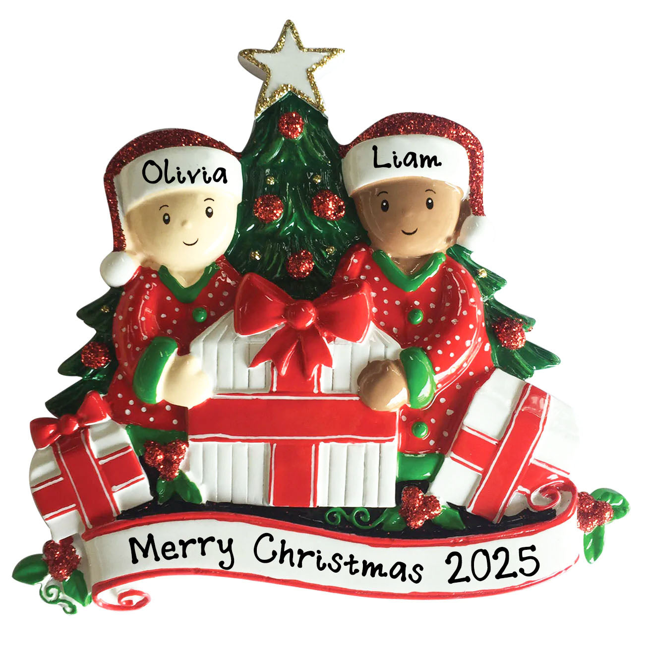 Personalized Christmas Ethnic Family Ornament (Family of 2)