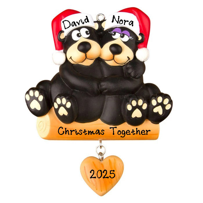 Black Bear Family Personalized Ornament (Family of 2)