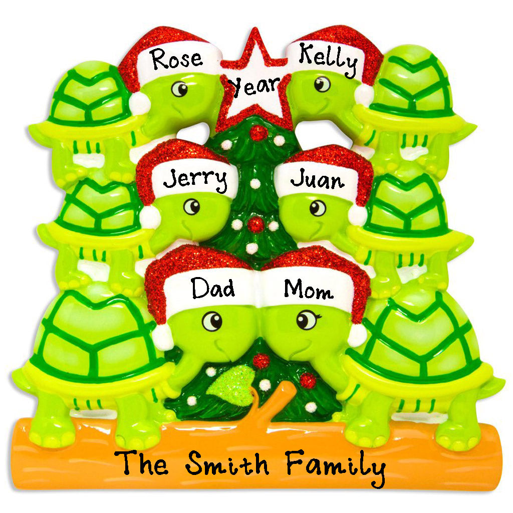 Turtle Family Personalized Ornament (Family of 6)
