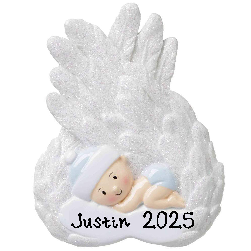 Personalized Baby Boy Angel Ornament