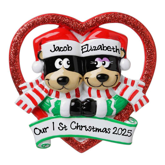 Black Bear Couple Christmas Personalized Ornament