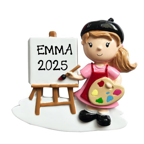 Girl/Boy Artist Palette Personalized Ornament (Girl)