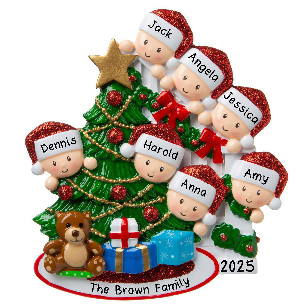 Peeking Family Personalized Ornament (Family of 7)
