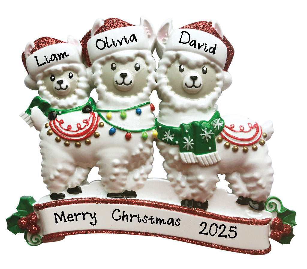 Llama Family Personalized Ornament (Family of 3)