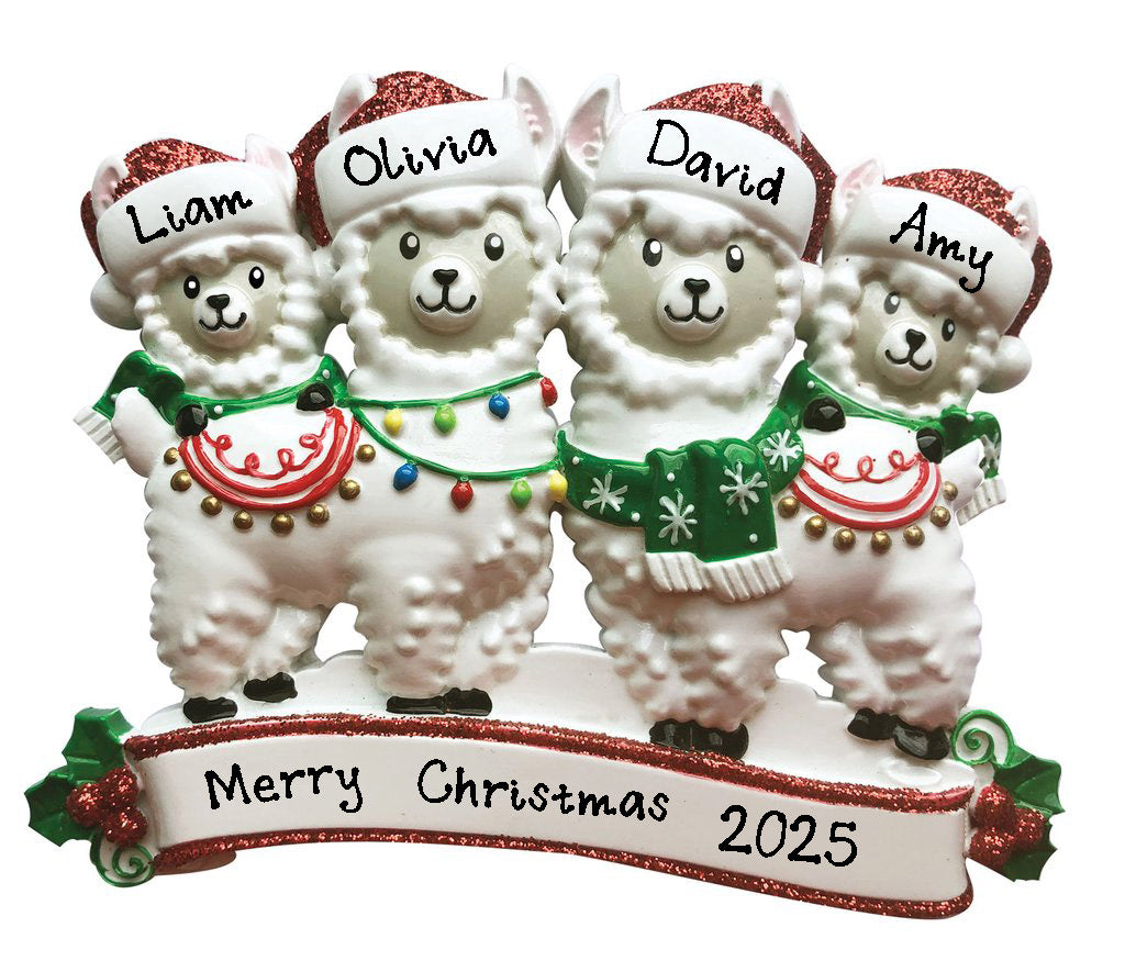 Llama Family Personalized Ornament (Family of 4)