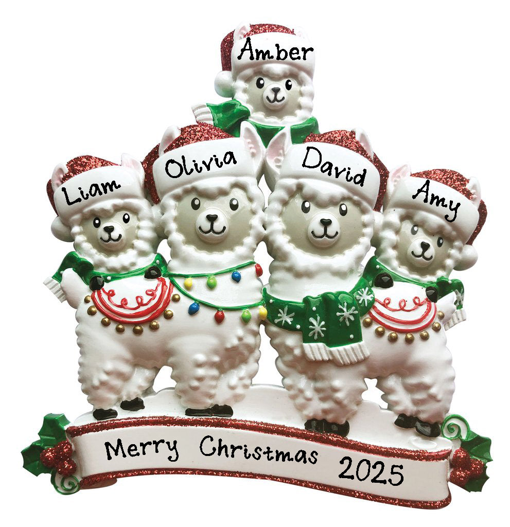 Llama Family Personalized Ornament (Family of 5)