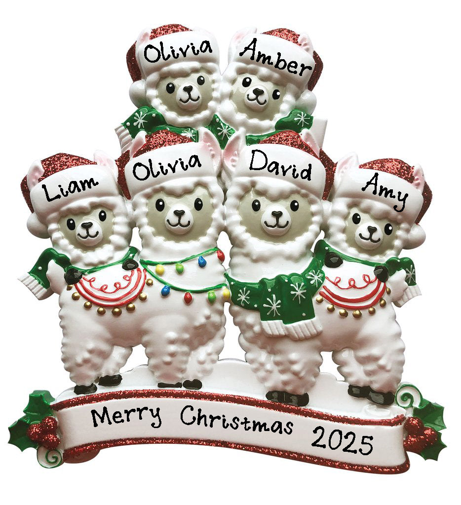 Llama Family Personalized Ornament (Family of 6)
