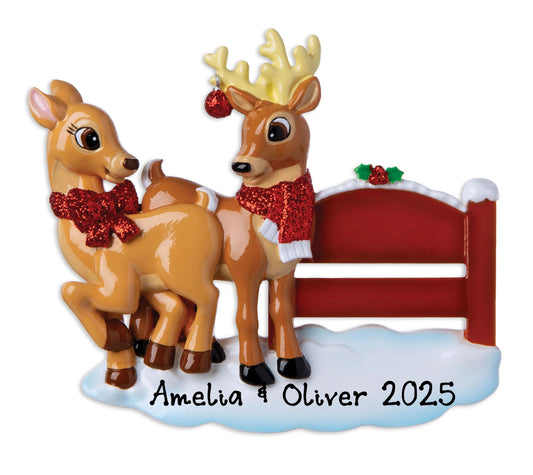 Reindeer Couple Personalized Christmas Ornament